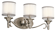Kichler Canada Zone 2 Stocking 45283AP - Lacey 10" 3 Light Vanity Light with Satin Etched Cased White Inner Diffusers and Gray Trimmed Wh