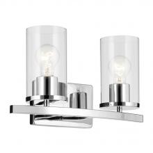 Kichler Canada Zone 2 Stocking 45496CHCLR - Crosby 15.25" 2-Light Vanity Light with Clear Glass in Chrome
