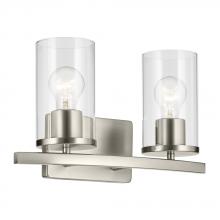 Kichler Canada Zone 2 Stocking 45496NICLR - Crosby 15.25" 2-Light Vanity Light with Clear Glass in Brushed Nickel