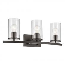 Kichler Canada Zone 2 Stocking 45497OZCLR - Crosby 23" 3-Light Vanity Light with Clear Glass in Olde Bronze
