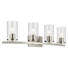 Kichler Canada Zone 2 Stocking 45498NICLR - Crosby 31.25" 4-Light Vanity Light with Clear Glass in Brushed Nickel