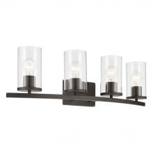 Kichler Canada Zone 2 Stocking 45498OZCLR - Crosby 31.25" 4-Light Vanity Light with Clear Glass in Olde Bronze