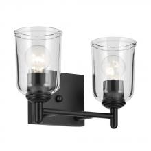 Kichler Canada Zone 2 Stocking 45573BKCLR - Shailene 12.5" 2-Light Vanity Light with Clear Glass in Black