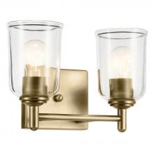 Kichler Canada Zone 2 Stocking 45573NBRCLR - Shailene 12.5" 2-Light Vanity Light with Clear Glass in Natural Brass
