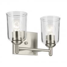 Kichler Canada Zone 2 Stocking 45573NICLR - Shailene 12.5" 2-Light Vanity Light with Clear Glass in Brushed Nickel