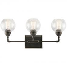 Kichler Canada Zone 2 Stocking 45592OZ - Niles 24" 3 Light Vanity Light with Clear Seeded Glass in Olde Bronze®