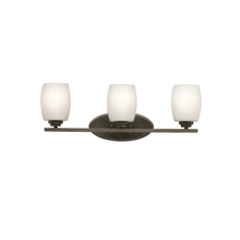 Kichler Canada Zone 2 Stocking 5098OZS - Eileen 24" 3 Light Vanity Light with Satin Etched Cased Opal Glass in Olde Bronze®