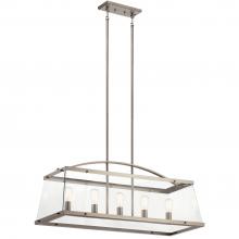 Kichler Canada Zone 2 Stocking 52123CLP - Darton 40.75" 5 Light Linear Chandelier with Clear Glass in Classic Pewter