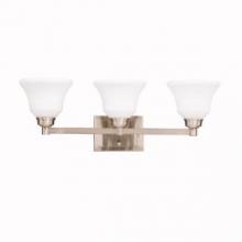 Kichler Canada Zone 2 Stocking 5390NI - Langford 26.25" 3 Light Vanity Light with Satin Etched White Glass in Brushed Nickel