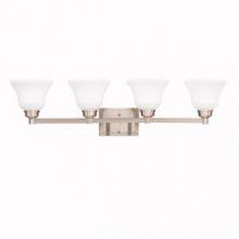 Kichler Canada Zone 2 Stocking 5391OZ - Langford 35" 4 Light Vanity Light with Satin Etched White Glass in Olde Bronze®
