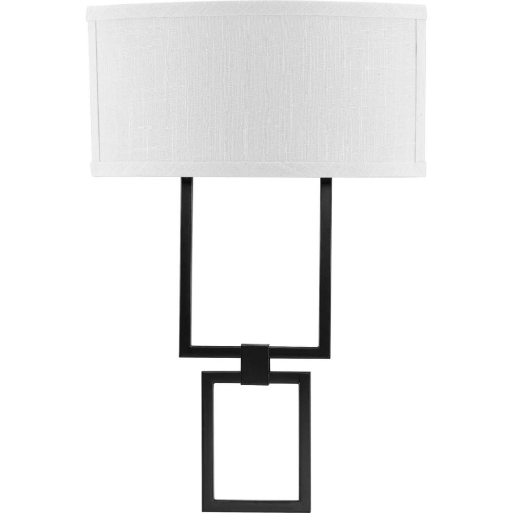 LED Shaded Sconce Collection Black One-Light Square Wall Sconce