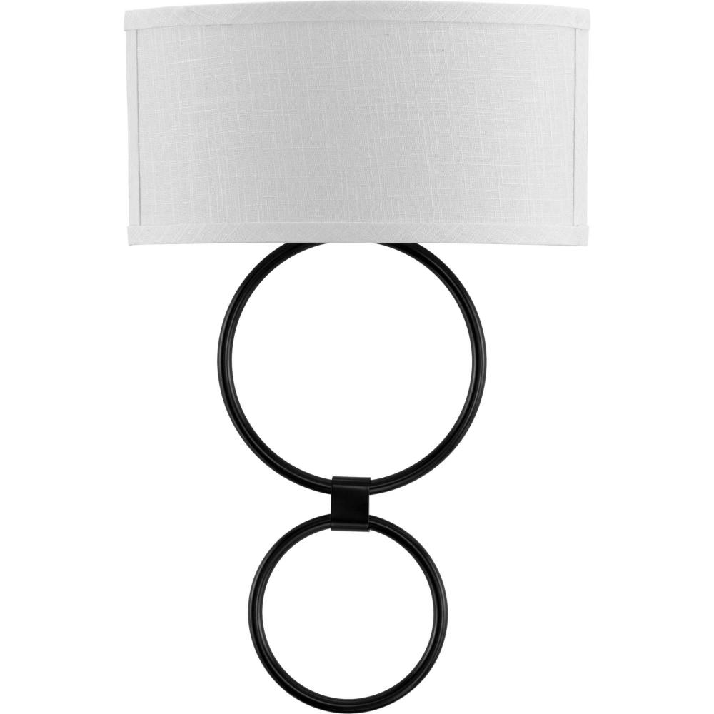 LED Shaded Sconce Collection Black One-Light Circle LED Wall Sconce
