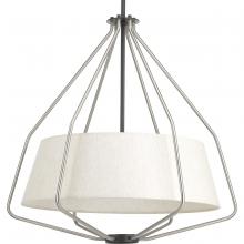  P500117-009 - Hangar Collection Three-Light Brushed Nickel Mid-Century Pendant Light