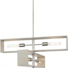 Progress Canada P400370-009 - Boundary Collection Four-Light Brushed Nickel Grey Washed Oak Modern Chandelier