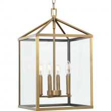  P500440-163 - Hilllcrest Collection Four-Light Vintage Brass Transitional Hall & Foyer Light