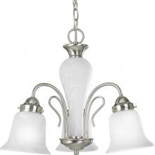 Progress Canada P4390-09 - Bedford Collection Three-Light Brushed Nickel Etched Alabaster Glass Traditional Chandelier Light