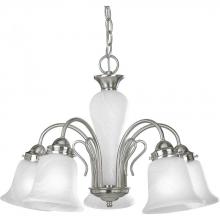 Progress Canada P4391-09 - Bedford Collection Five-Light Brushed Nickel Etched Alabaster Glass Traditional Chandelier Light