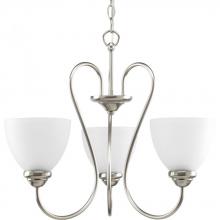 Progress Canada P4664-09 - Heart Collection Three-Light Brushed Nickel Etched Glass Farmhouse Chandelier Light