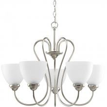 Progress Canada P4666-09 - Heart Collection Five-Light Brushed Nickel Etched Glass Farmhouse Chandelier Light