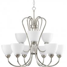 Progress Canada P4668-09 - Heart Collection Nine-Light Brushed Nickel Etched Glass Farmhouse Chandelier Light