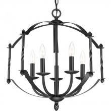 Progress Canada P4710-31 - Greyson Collection Five-Light Matte Black Farmhouse Chandelier Light