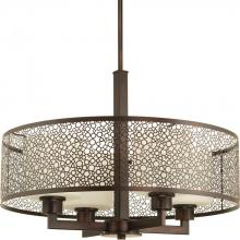  P5156-20 - Mingle Collection Four-Light Antique Bronze Natural Parchment Glass Global Pendant Light