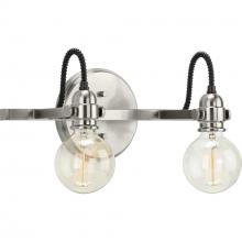  P300190-009 - Axle Collection Two-Light Brushed Nickel Vintage Style Bath Vanity Wall Light