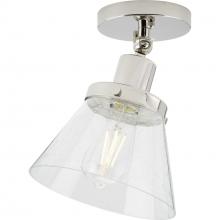  P350198-104 - Hinton Collection One-Light Polished Nickel and Clear Seeded Glass Vintage Style Ceiling Light