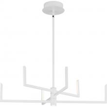 Progress Canada P400260-028-30 - Pivot LED Collection Six-Light Satin White Modern Style Chandelier with Downlight