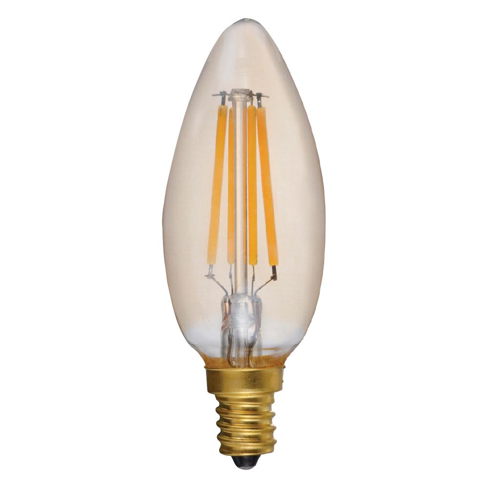 LED Filament Lamp B11 E12 Base 4.8W 120V 22K Victorian Style Vertical Dim Standard