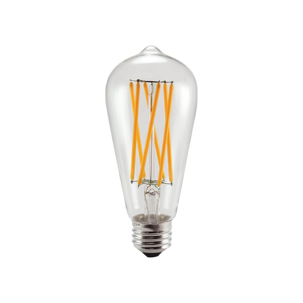 LED Filament Lamp ST19 E26 Base 6W 120V 27K Clear Spiral Dim Standard