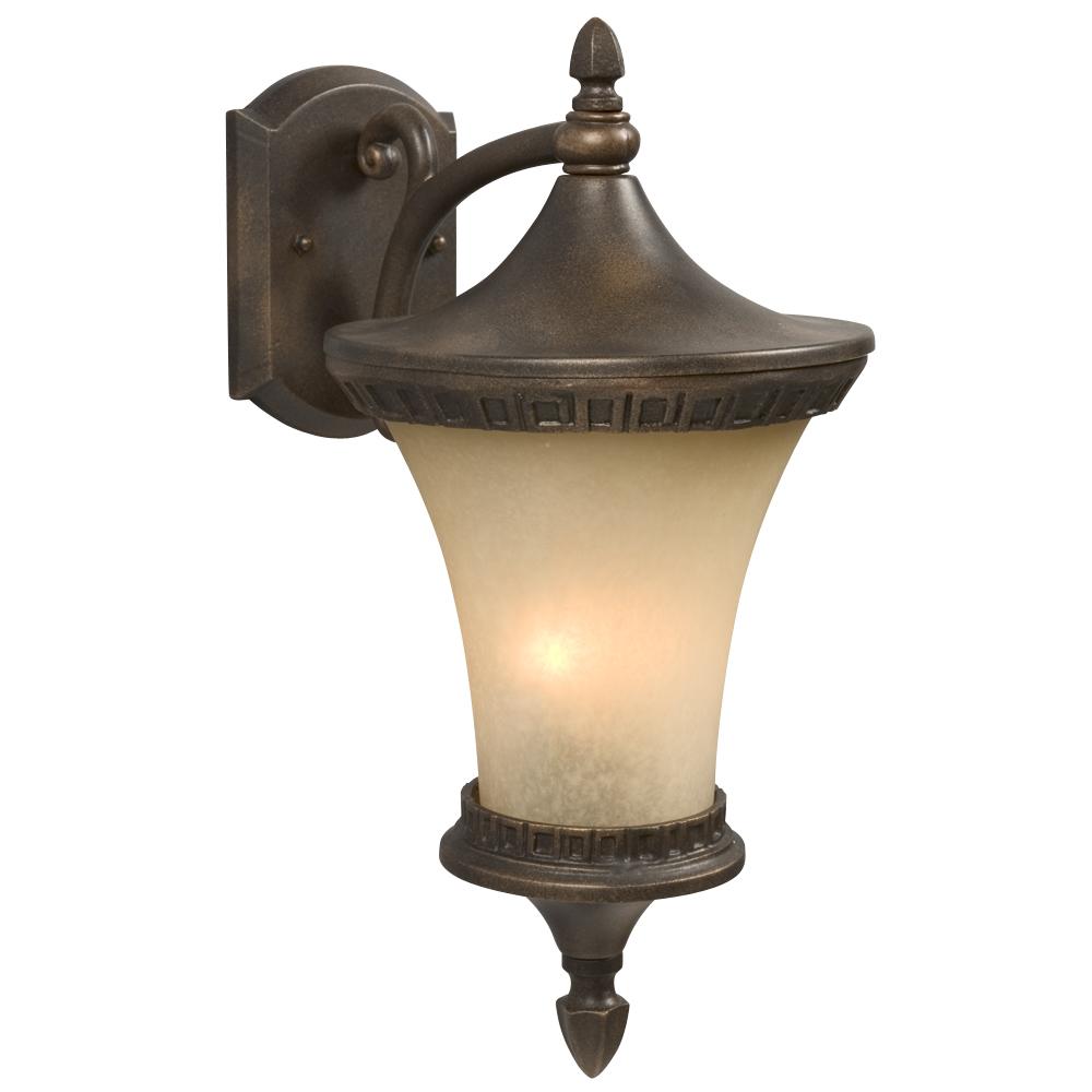 Outdoor Cast Aluminum Lantern - Flemish Copper w/ Tea Stain Glass