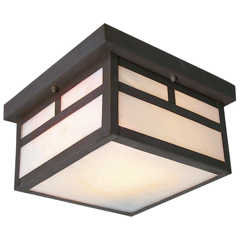 Outdoor Ceiling Fixture - Old Bronze w/ White Marbled Glass