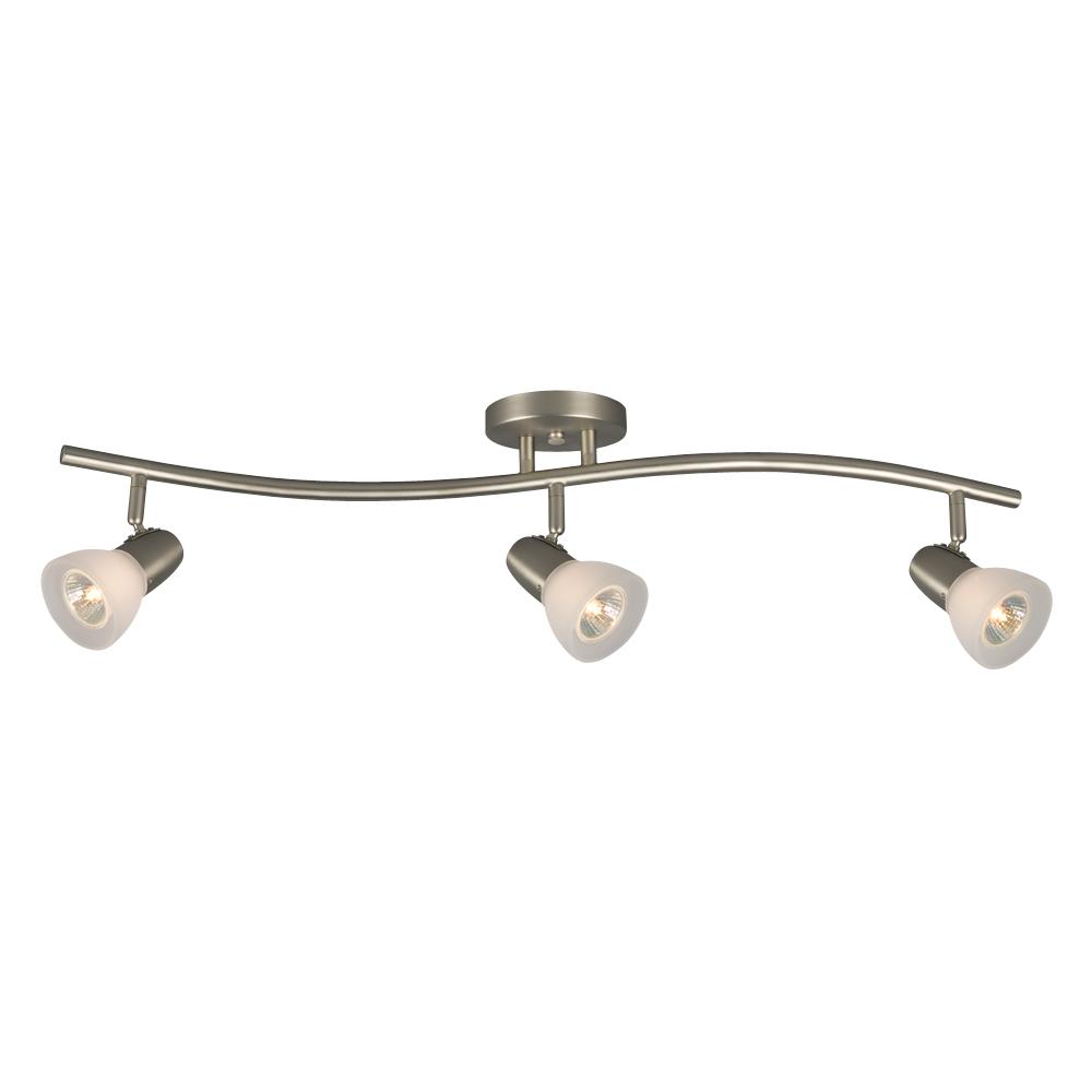 Three Light Halogen Track Light - Brushed Nickel w/ Frosted Glass