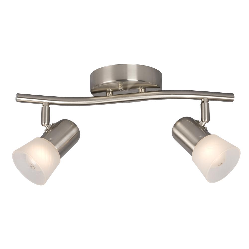 2 Light Track Light - Brushed Nickel with Frosted Glass