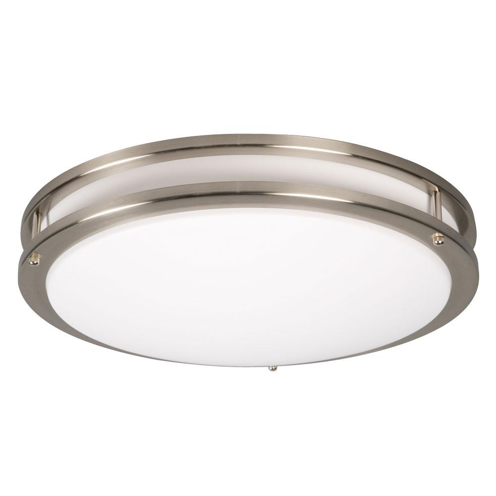 Flush Mount Ceiling Light - in Brushed Nickel finish with White Acrylic Lens (120V MPF, Electronic B