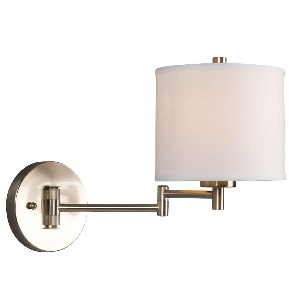 Wall Sconce with Swing Arm - in Brushed Nickel finish with Off-White Linen Shade