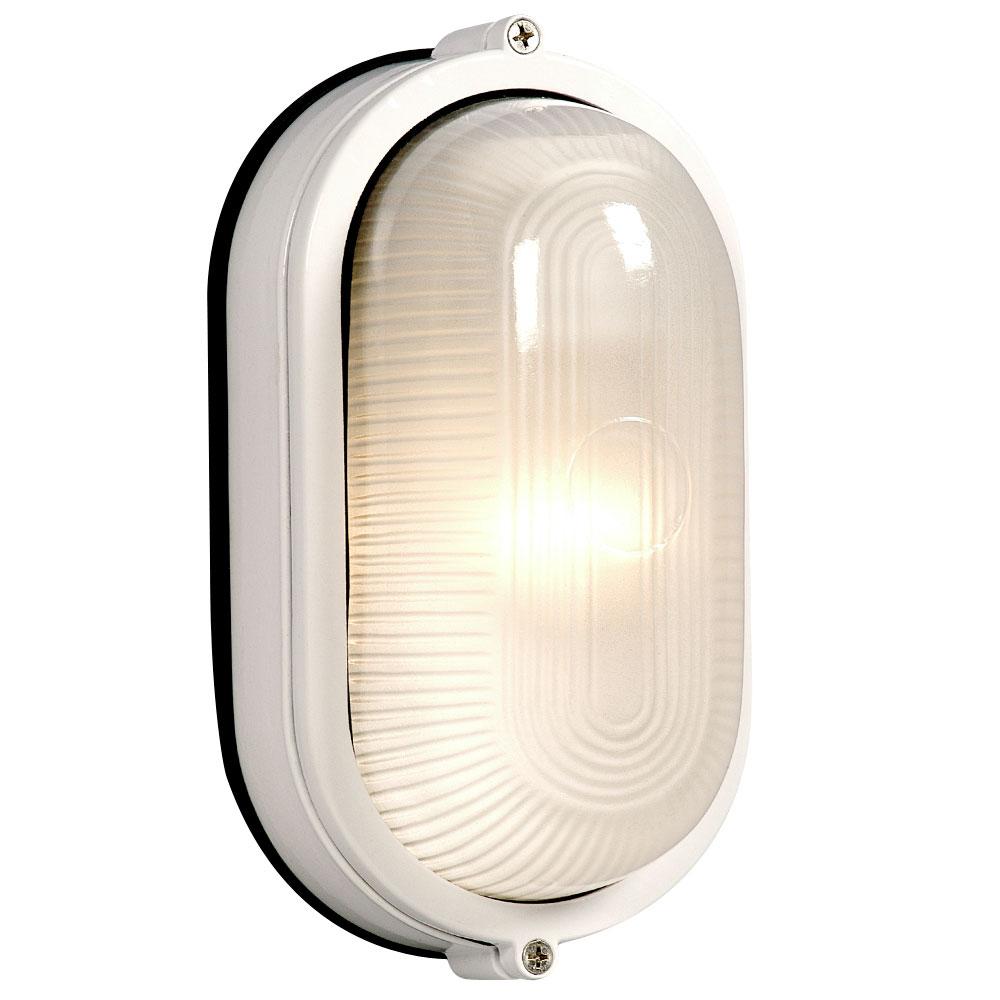 Outdoor Cast Aluminum Marine Light - in White finish with Frosted Glass (Wall or Ceiling Mount)