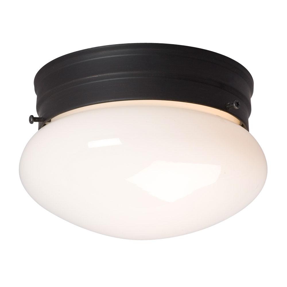 Utility Flush Mount Ceiling Light - in Oil Rubbed Bronze finish with White Glass