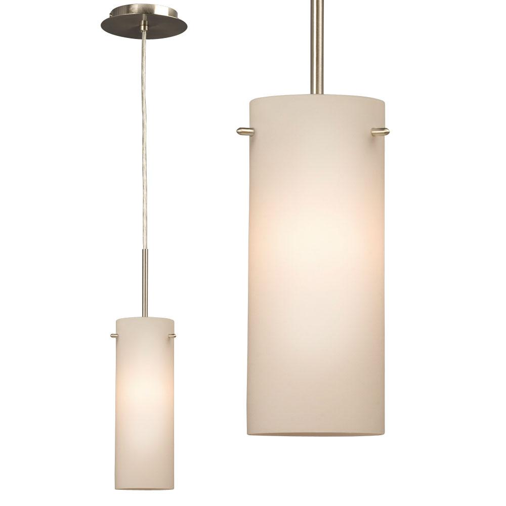 Mini Pendant - in Brushed Nickel finish with Satin White Glass