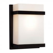  215580BK-113NPF - Wall Sconce - in Black finish with Satin White Glass (Suitable for Indoor or Outdoor Use)