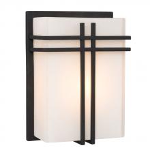  215640BK-113EB - Wall Sconce - in Black finish with Satin White Glass (Suitable for Indoor or Outdoor Use)