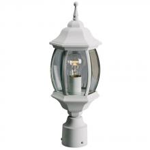  301093 WH - Outdoor Cast Aluminum Post Lantern - White w/ Clear Beveled Glass