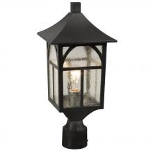  311373BK - Outdoor Post Lantern only - Black with Clear Seeded Glass