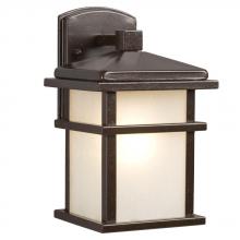  314480BZ - 1-Light Outdoor Wall Mount Lantern - Bronze with Frosted Seeded Glass