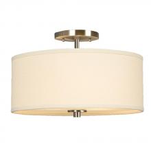 Galaxy Lighting 613048BN - Semi-Flush Mount - Brushed Nickel with Off-White Linen Shade