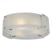  615043CH - 3-Light Flush Mount in Polished Chrome with Frosted Textured Glass Shade