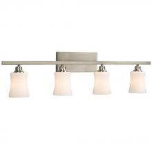  710154BN - Four Light Vanity - Brushed Nickel with White Glass