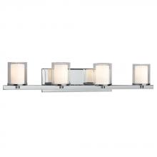  718779CH - 4-Light Vanity in Polished Chrome with Satin White Inner Glass & Clear Outer Glass