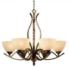  810434SP - Six Light Chandelier - Sepia with Tea Stain Glass